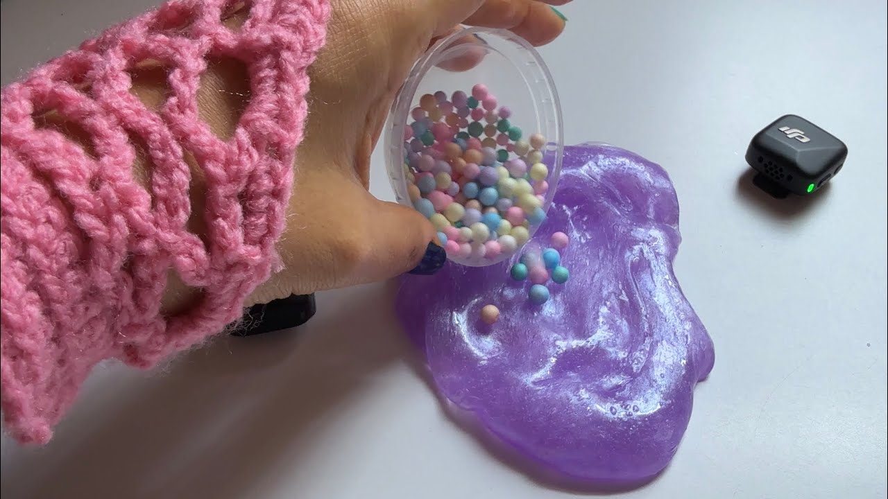 💜Mixing My Secret Bead Stash into Velvet Slime 🤩 | No Talking ASMR |