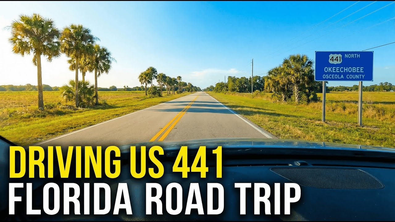 Driving on US 441 in Okeechobee and Osceola County, Florida
