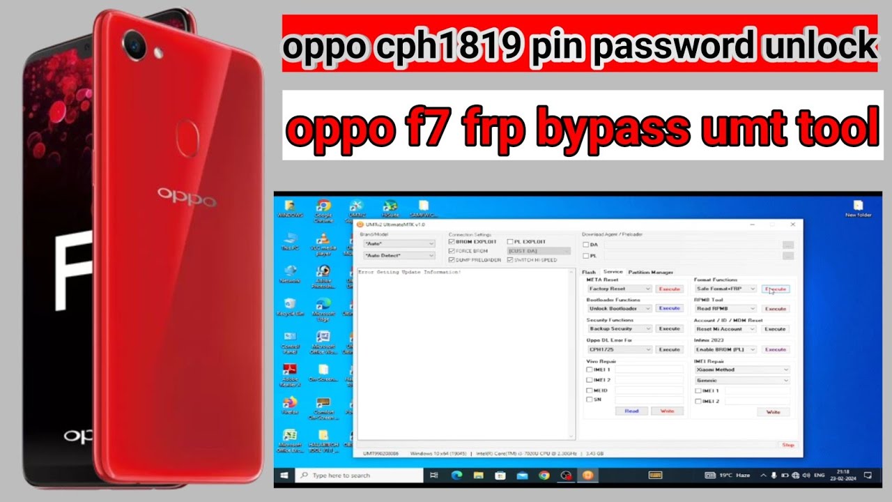 oppo cph1819 pin password unlock | frp bypass without test point umt tool