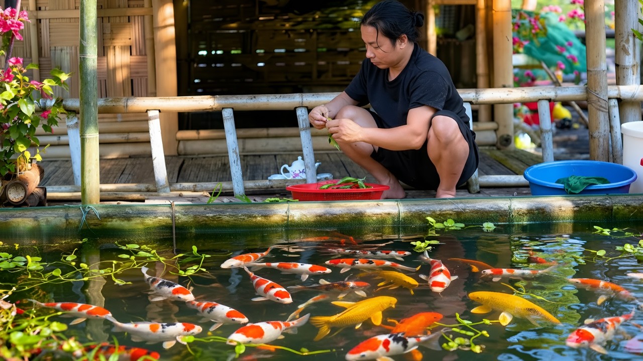 Daily life: Gathering wild food, cooking, caring for animals, surviving alone on the river
