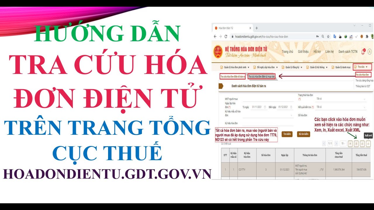 HƯỚNG DẪN TRA CỨU HÓA ĐƠN ĐIỆN TỬ TRÊN TRANG TỔNG CỤC THUẾ  /TRÁNH SAI SÓT