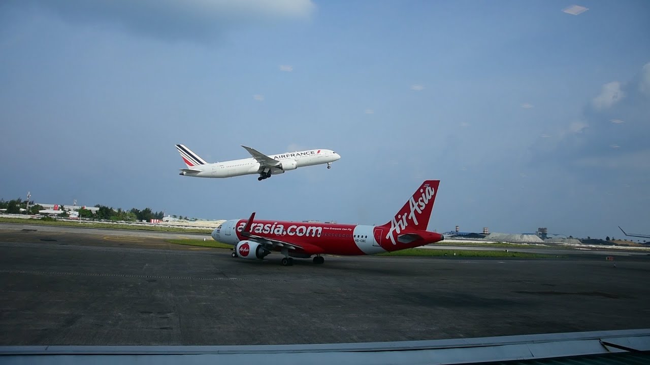 Thai AirAsia Airbus A320N pushback and startup in Maldives (MLE)