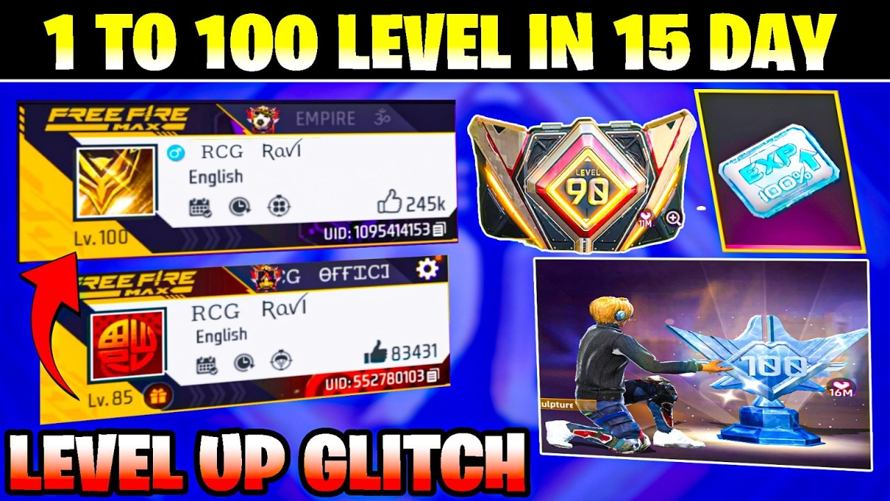 I FOUND 100 LEVEL GLITCH 🤯 FREE FIRE LEVEL UP