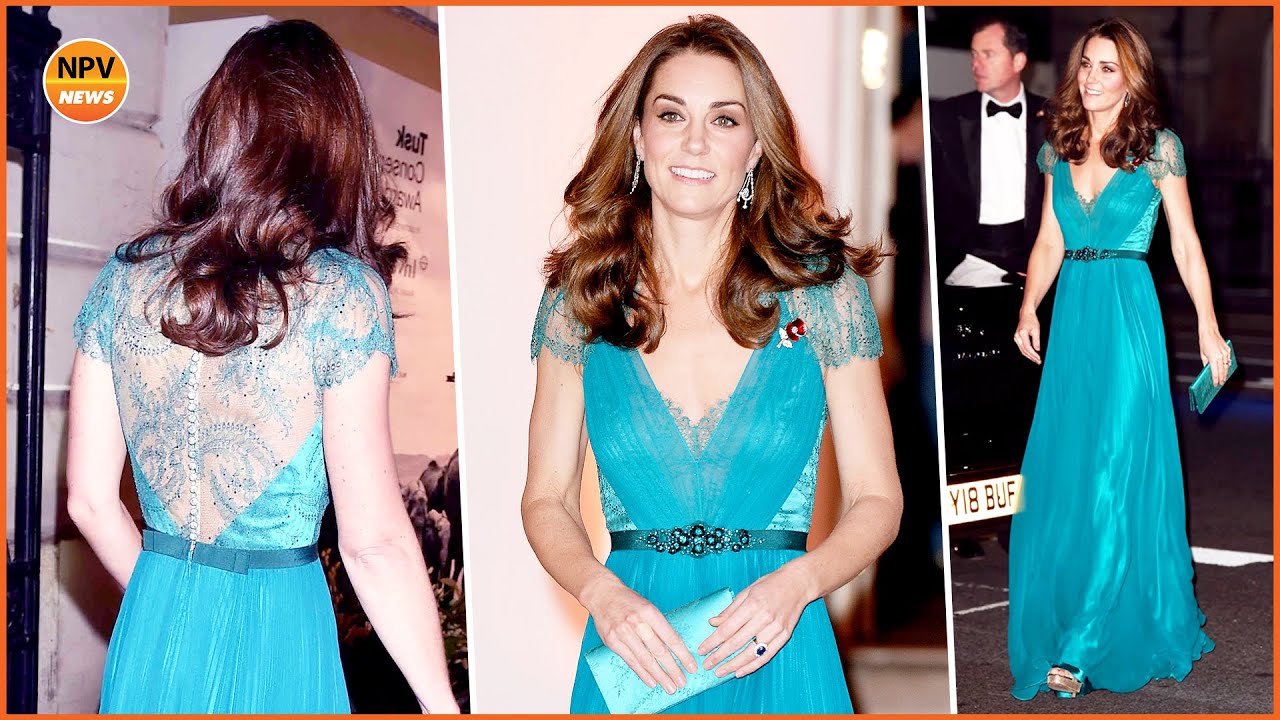 Kate Middleton Glowed In A Teal Gown Jenny Packham Gown At The Tusk Conservation Awards