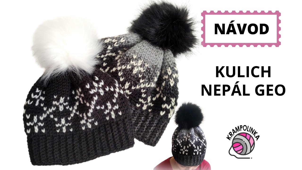 Háčkovaný kulich Nepál Geo / Vypadá jako pletený / JEDNODUCHÝ návod