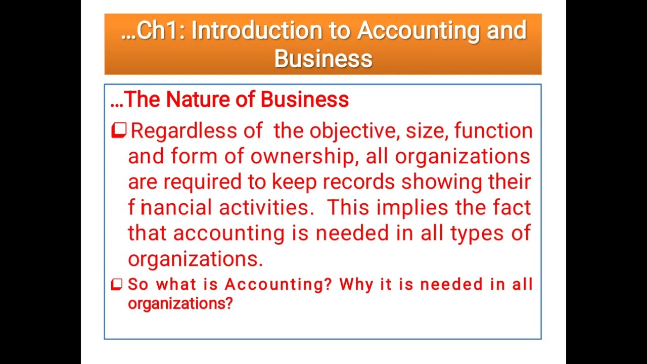 Accounting 1 chapter 1-part 1 in Afaan Oromoo
