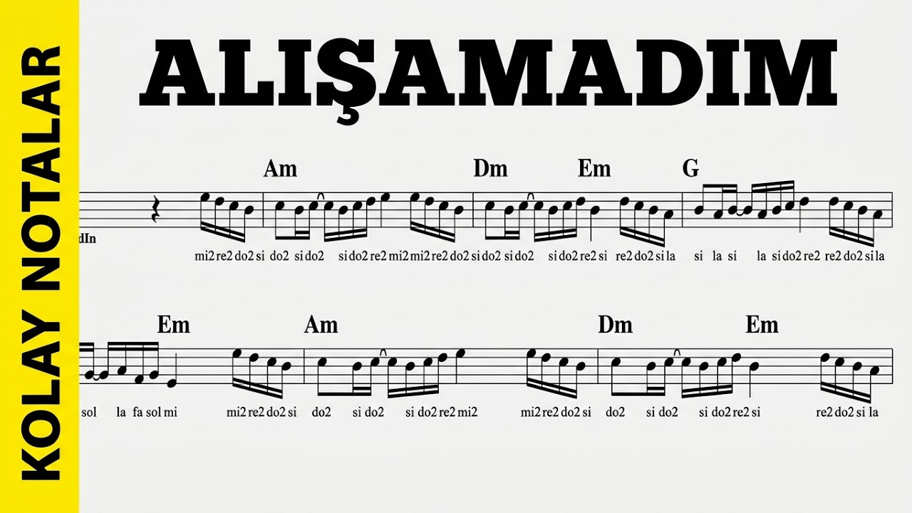 ALIŞAMADIM--Em--:Guitar,Keyboard,Violin,Flute,Melodica,Ukulele,Recorder.
