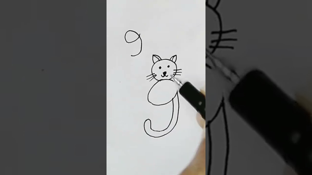 How to Draw Cat from 9 #shorts #msdrawing