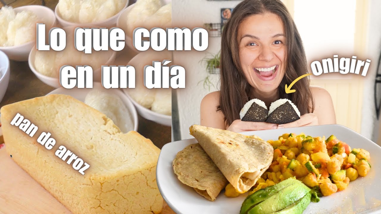 Un día de comidas veganas sabrosonas!🍞Pan de Arroz (Sin Harina) y aprendí a hacer Onigiri 🍙🥹