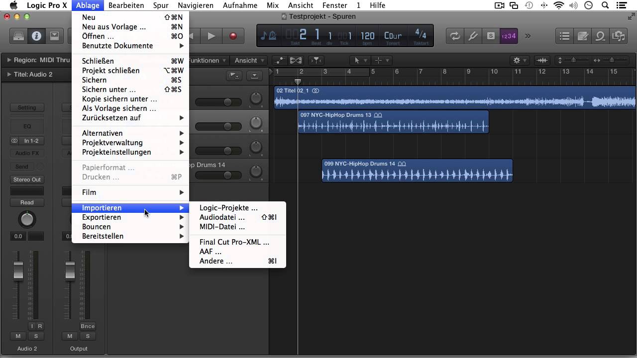 19.8 Logic - Audio, MIDI und Apple Loops importieren