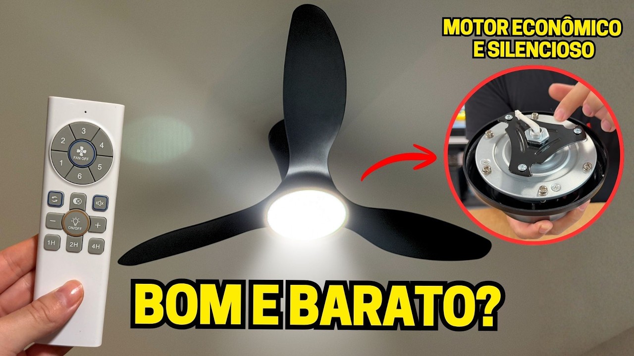 Ventilador de Teto com Luz Controle Remoto e Motor DC 42 Pol. - Teste completo!