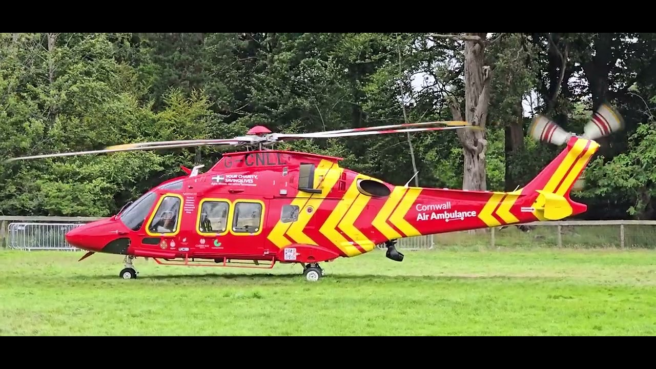 Cornwall Air Ambulance G-CNLL (HLE20) Taking Off From Scorrier House (Helifest 2025) 19/07/25