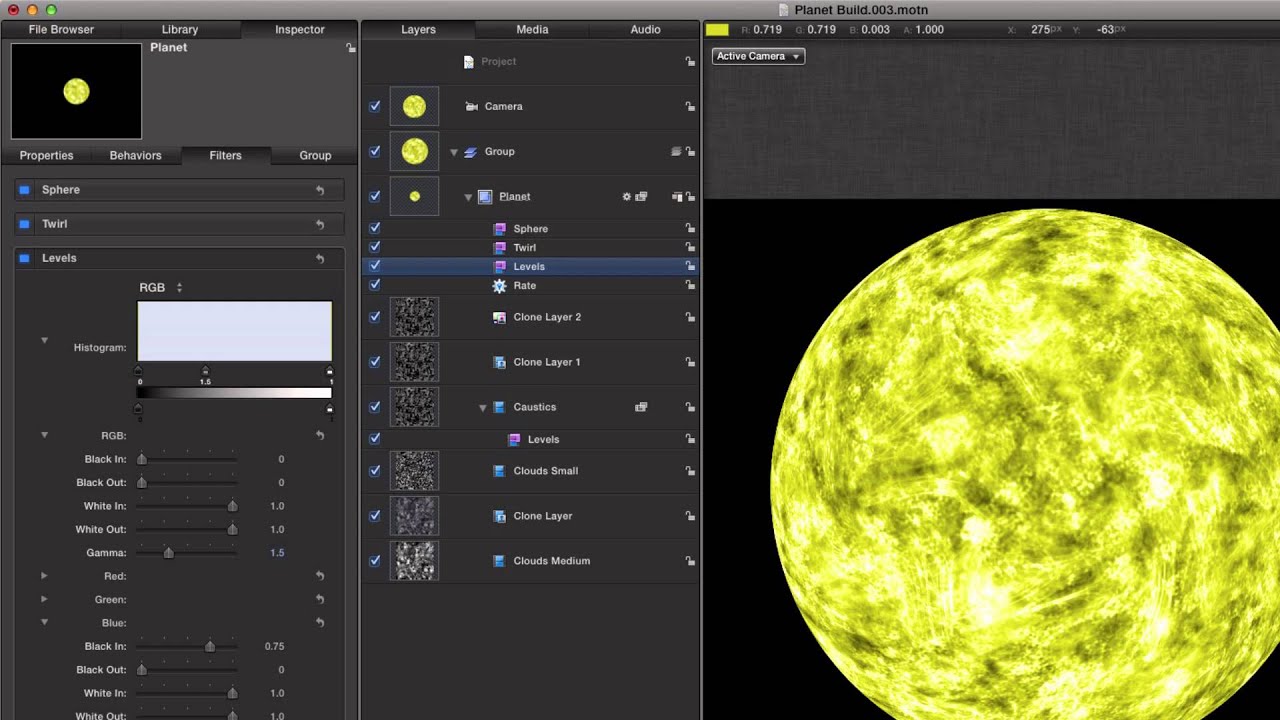 Apple Motion 5 Tutorial: Fiery Planet Part 1 - Creating the Elements