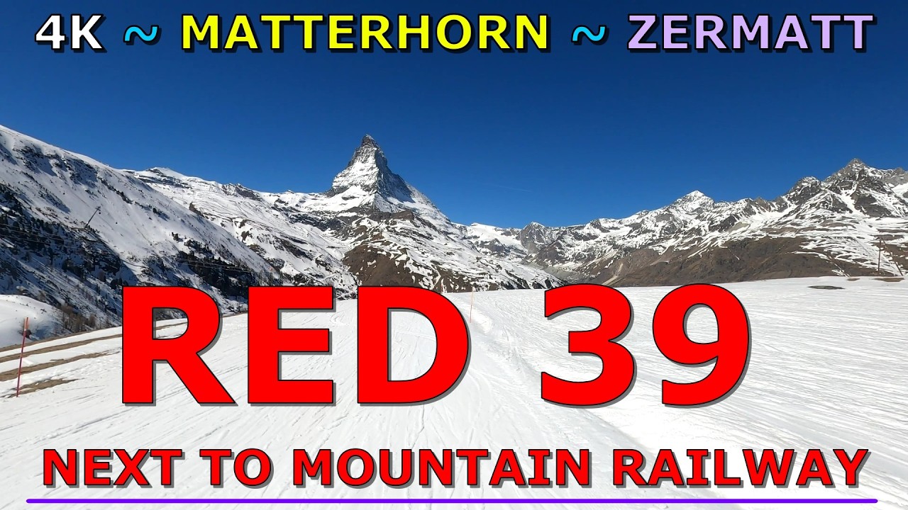 Europe Zermatt Red 39 Skiing 🇨🇭❄️ GoPro 4K POV with Kids | Matterhorn Sunny Day
