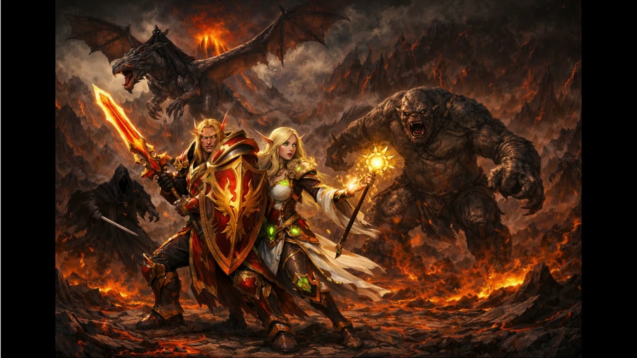 Paladins en Mordor. World of Worcraft meets Lord of the Rings (AI generated)