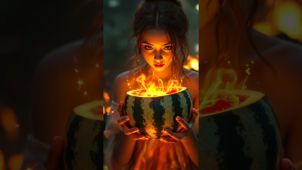 &ldquo;Magical Girl and the Lava Watermelon 🌋✨ | Fantasy Cinematic Art&rdquo;