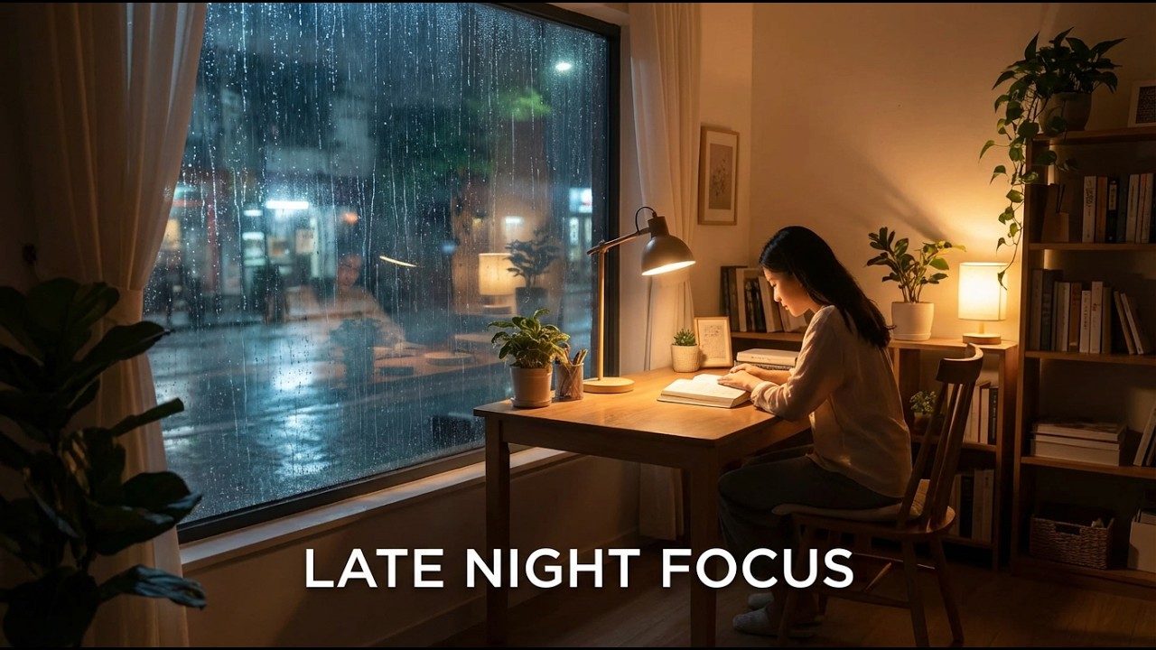 1 Hour Late Night Study with Rain 🌧️ Lofi Hip Hop Mix for Deep Focus & Sleep Rain Sounds