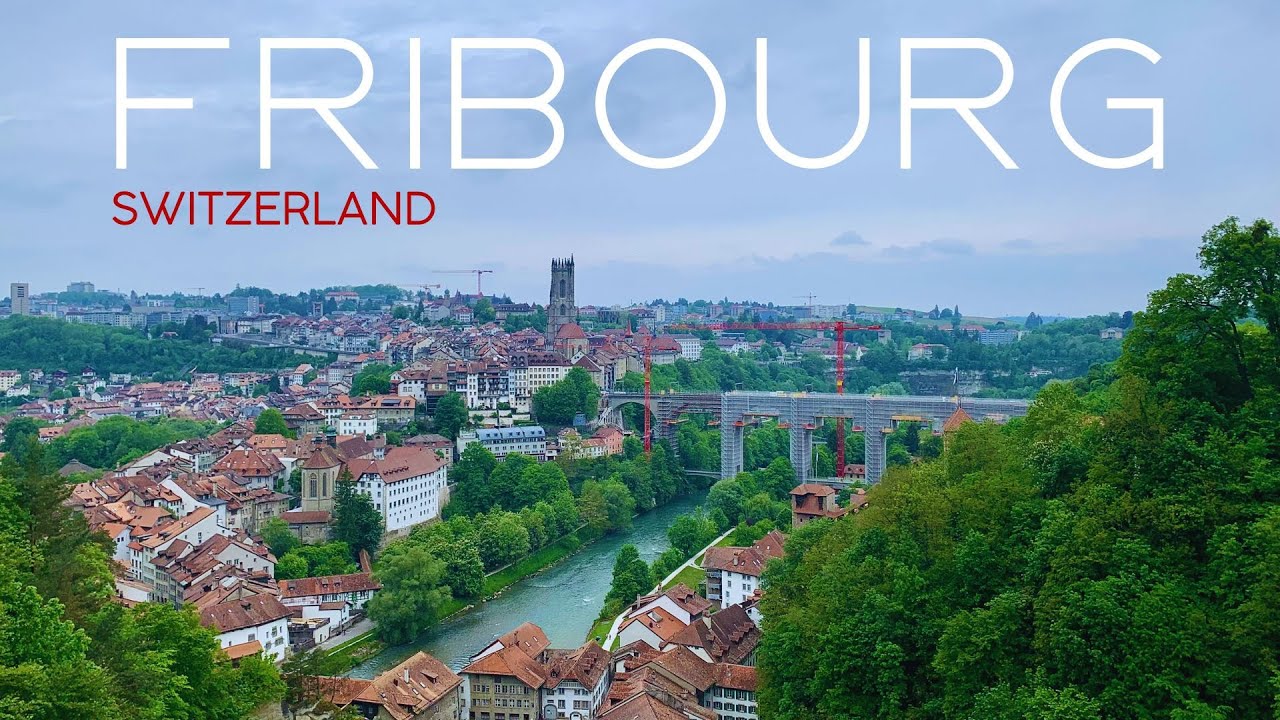 Fribourg, Switzerland. Walking Tour. 4K