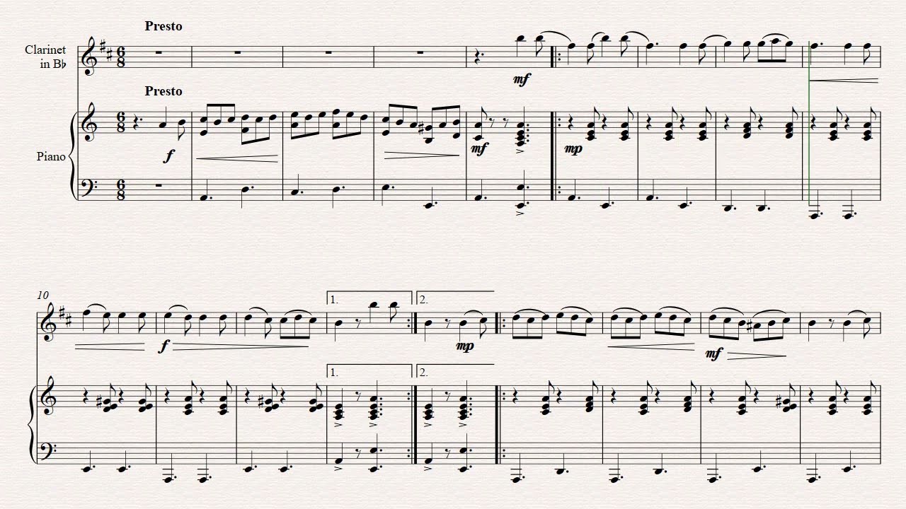 Tarantella Napoletana, Clarinet