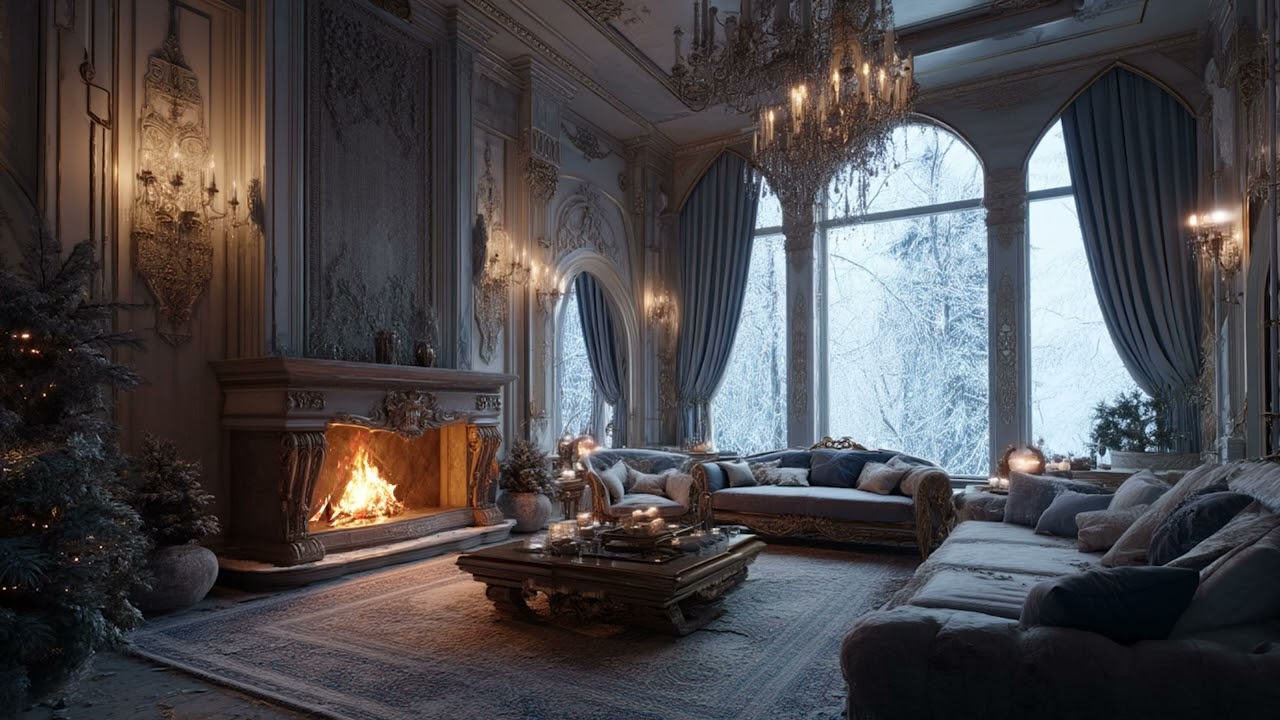 Howling Winter Wind with Warm Firelight | Calm Your Mind Tonight 🌙🔥