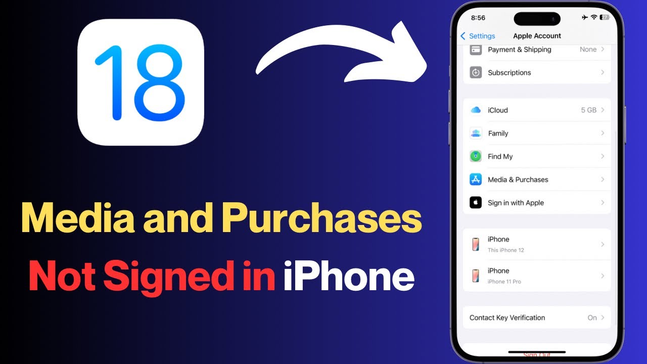 Could Not Sign in Authentication Failed: Media and Purchases Not Signed in iPhone iOS 18