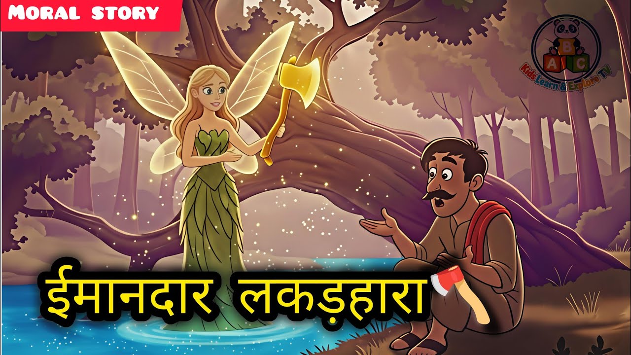 ईमानदार लकड़हारा | Hindi Moral Story for Kids | 2D Cartoon Animation | Honest Woodcutter Story