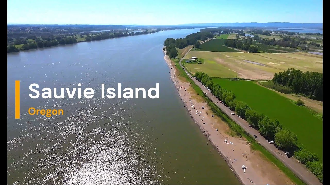 Aerial Exploration of Sauvie Island's Breathtaking Scenery Along the Columbia River, Oregon