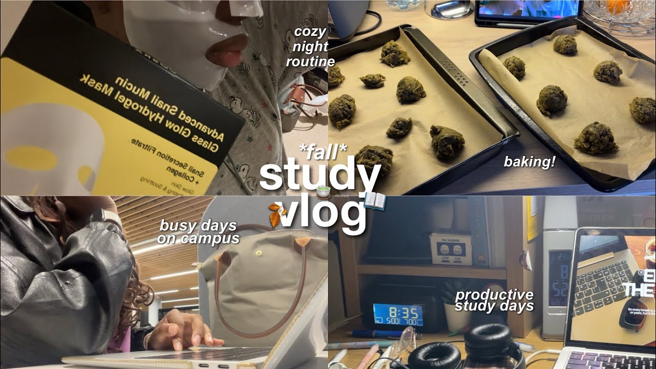 fall study vlog 🍂📚 matcha cookies, busy study days, self-care & skincare, journalling, museum visit