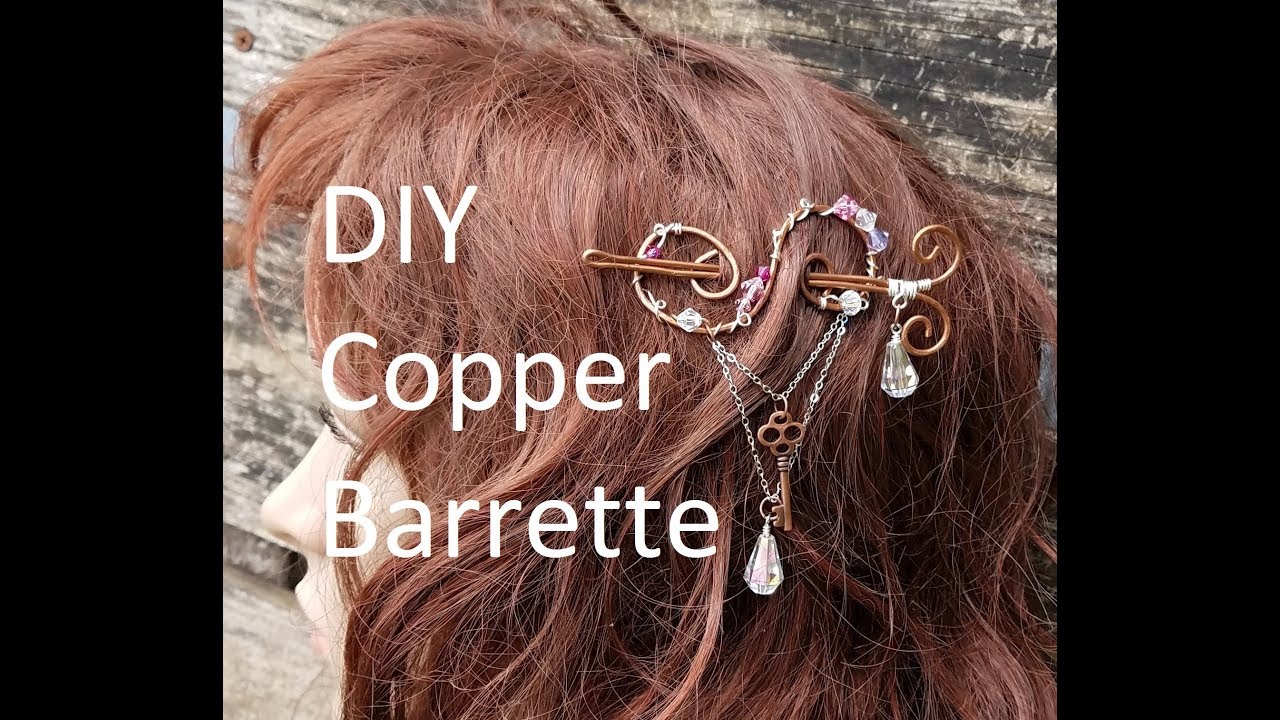 DIY Copper and Crystal Hair Slide Barrette