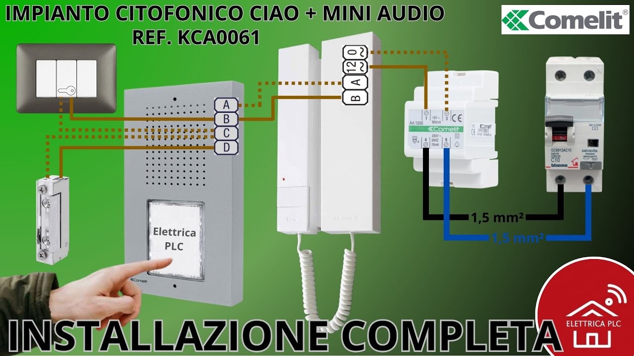 *32* INSTALLAZIONE COMPLETA IMPIANTO CITOFONICO COMELIT KIT AUDIO CIAO + MINI AUDIO RIF. KCA0061