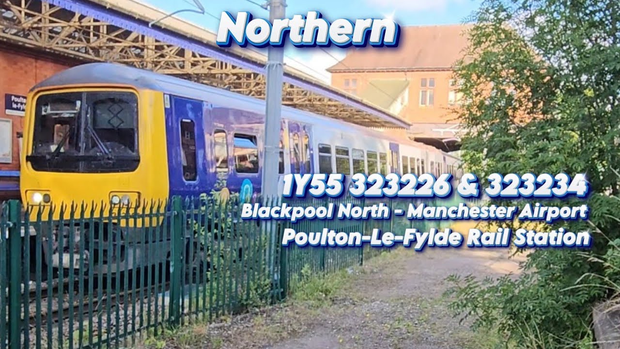 Northern 323226 & 323234 Run 1Y55 Blackpool North To Manchester Airport At Poulton-Le-Fylde Station