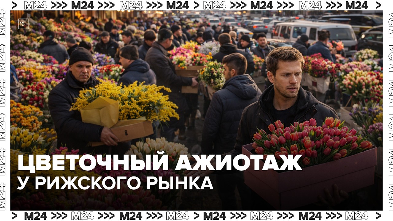 Цветочный ажиотаж у Рижского рынка перед 8 марта