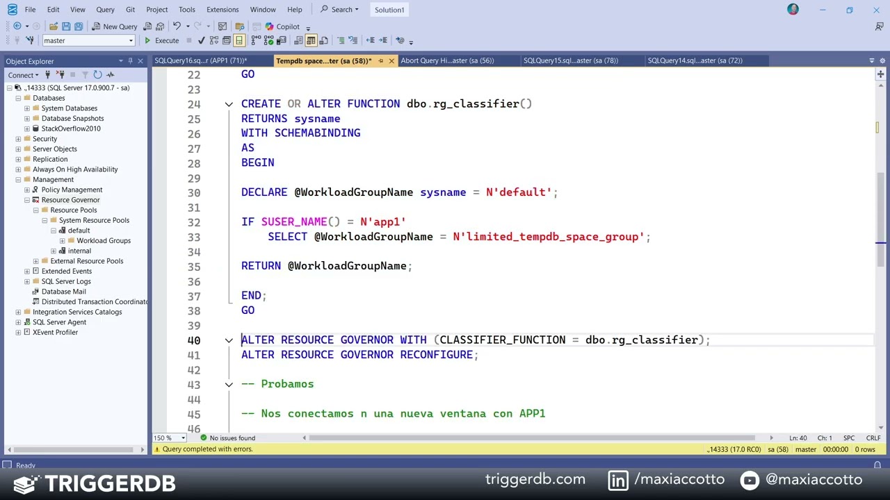 Limitando el uso de la TEMPDB en SQL Server 2025