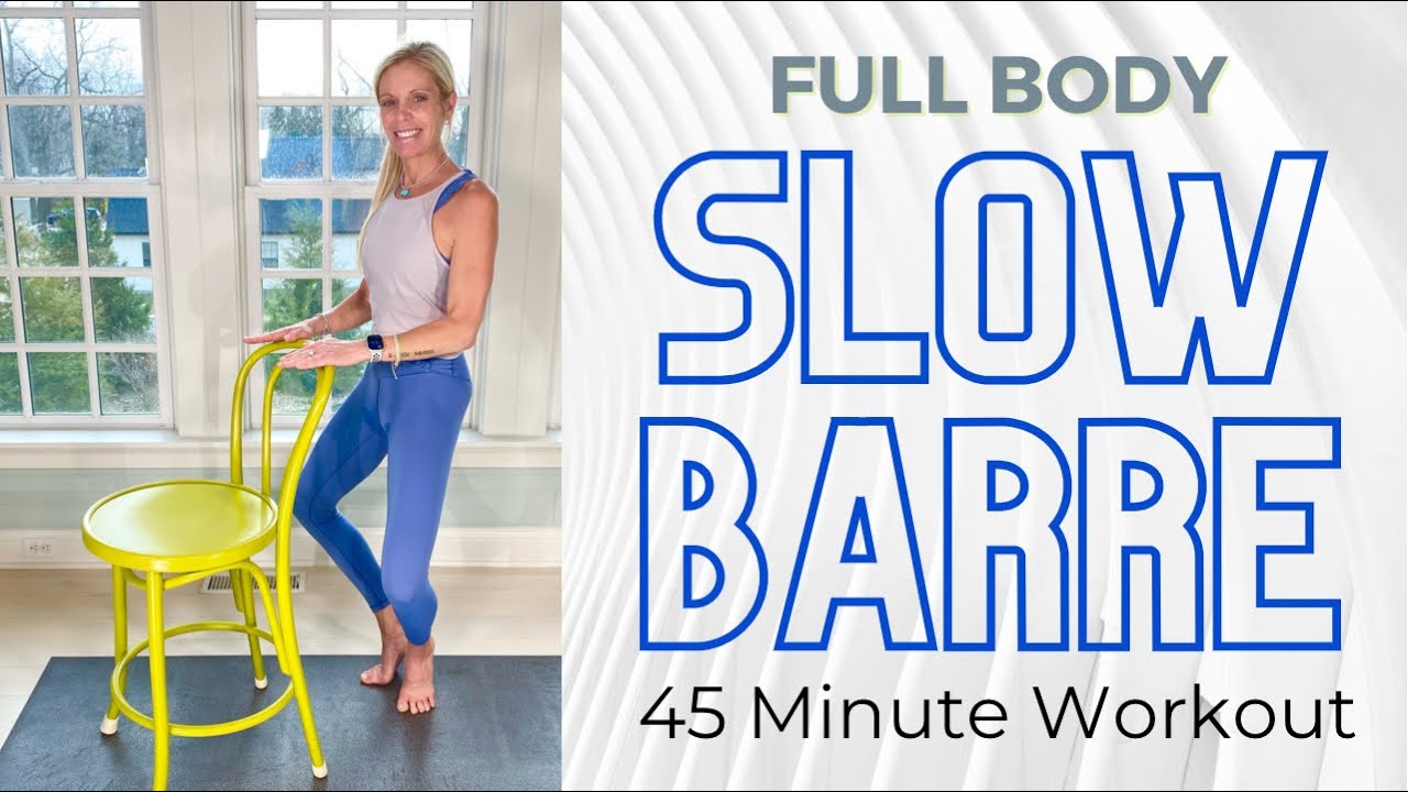 Slow Barre 45 MIN Full Body Workout - Using bodyweight, dumbbells and resistance bands.