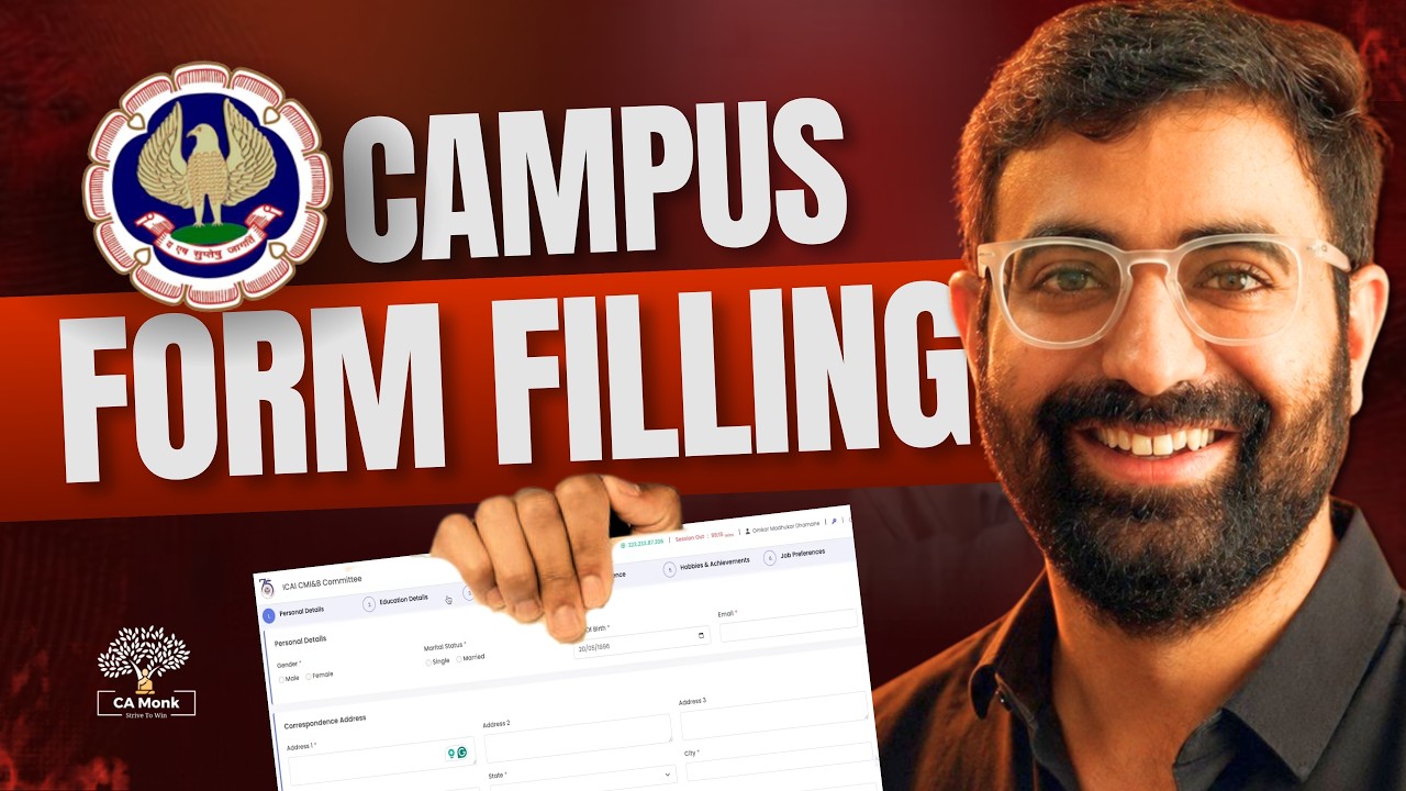 ICAI Campus Placement Form Filling 2026 | Live Step-by-Step Guidance for May'26 CAs