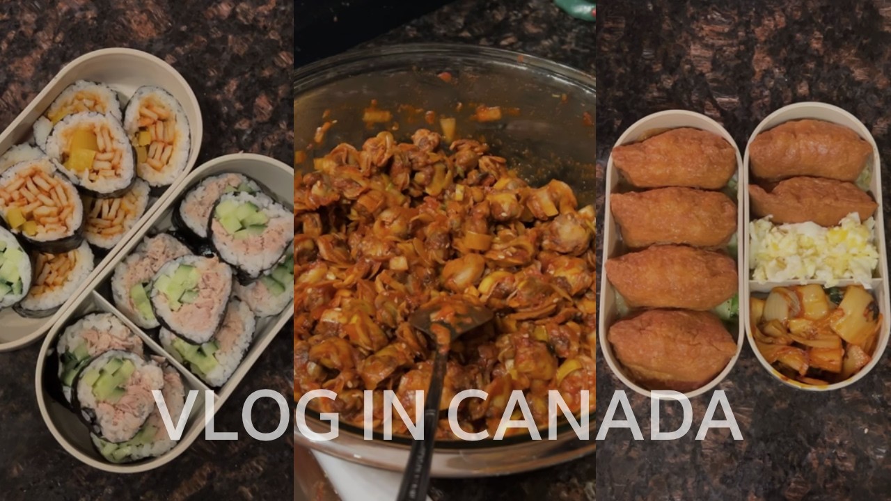 🇨🇦 캐나다 워홀러의 집밥 & 도시락 브이로그 | 오이참치김밥, 파프리카어묵김밥, 유부초밥, 꼬막비빔밥