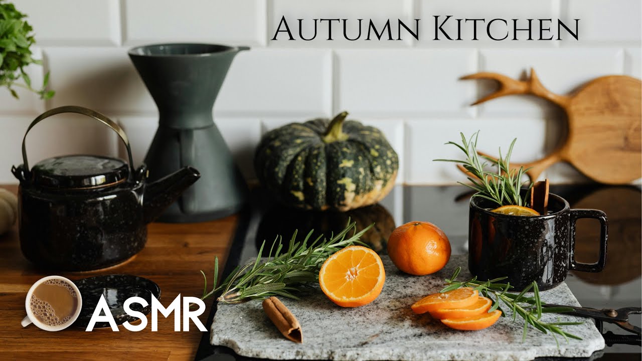 🍂 Autumn Kitchen ASMR Ambience | Nature Soundscape, Crackling Fire, Cooking Sounds | NoAi