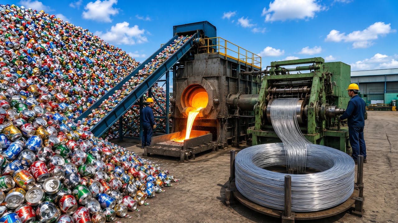 Incredible Process of Recycling Millions of Waste Aluminium cans into Aluminium wire & Bangles