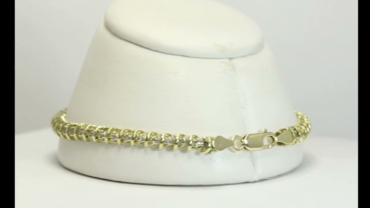 Natural Diamond Tennis Bracelet 1.05CT 14K Yellow Gold 8.25” Long - 34517