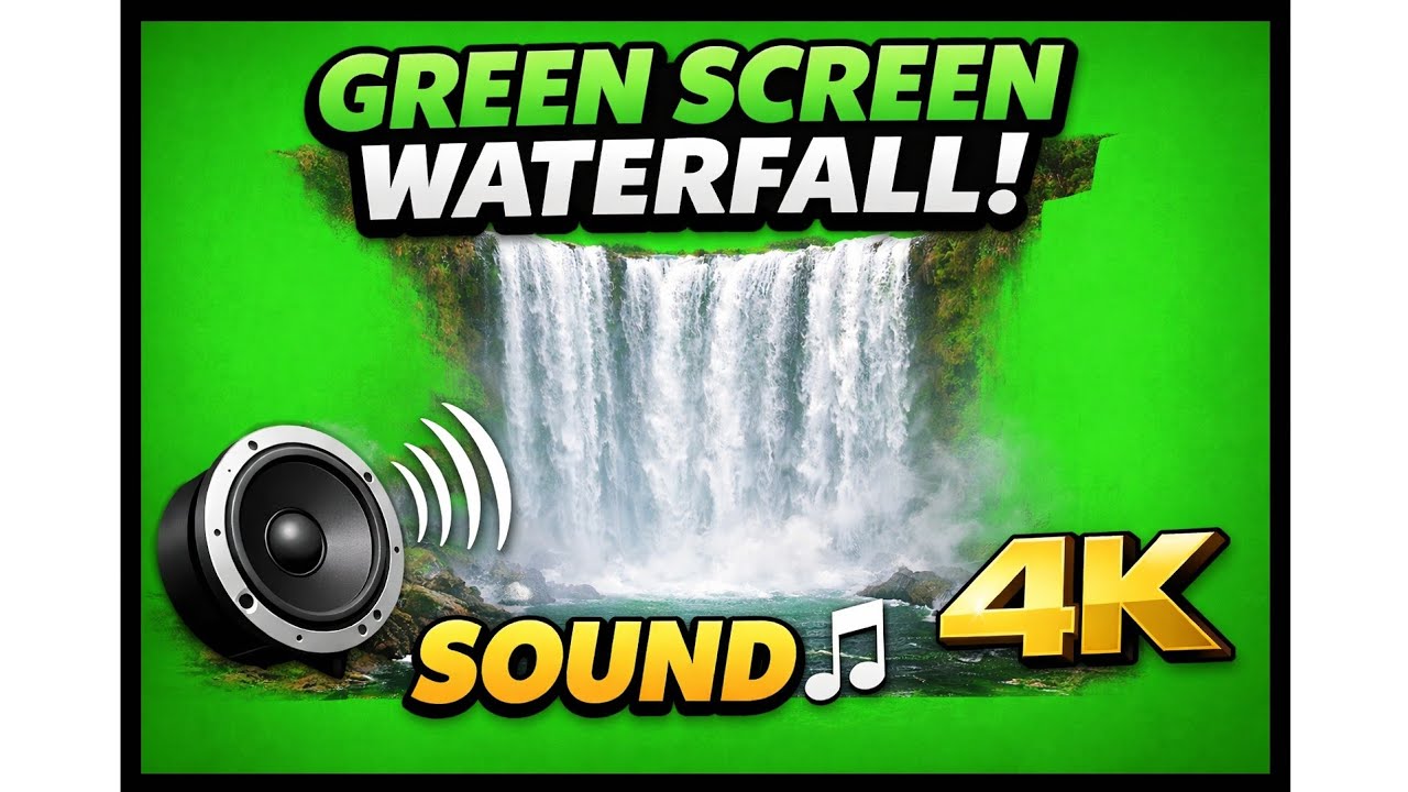 Waterfall Green Screen with Sound effects 