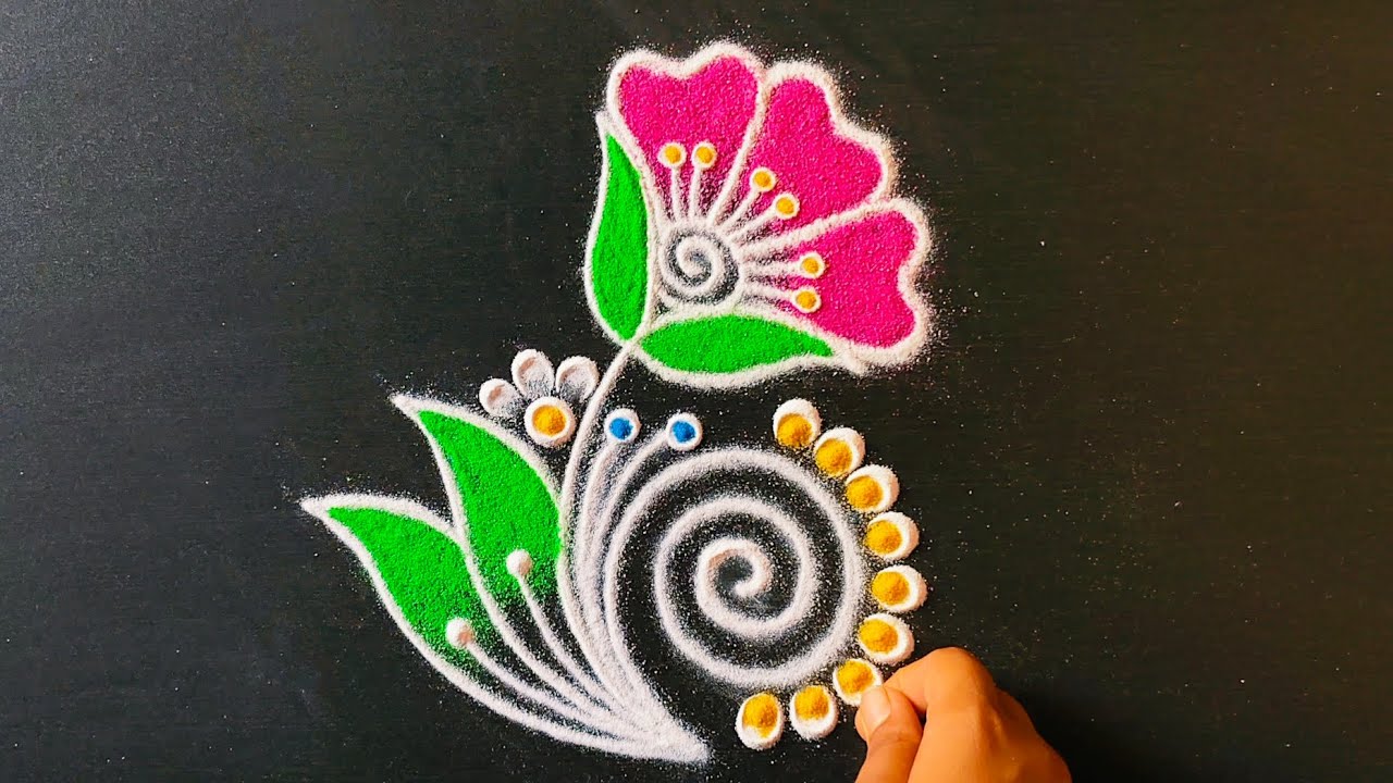 Creative Freehand Kolam rangoli Art designs 🌷🌷 | easy muggulu | small rangoli for Daily use