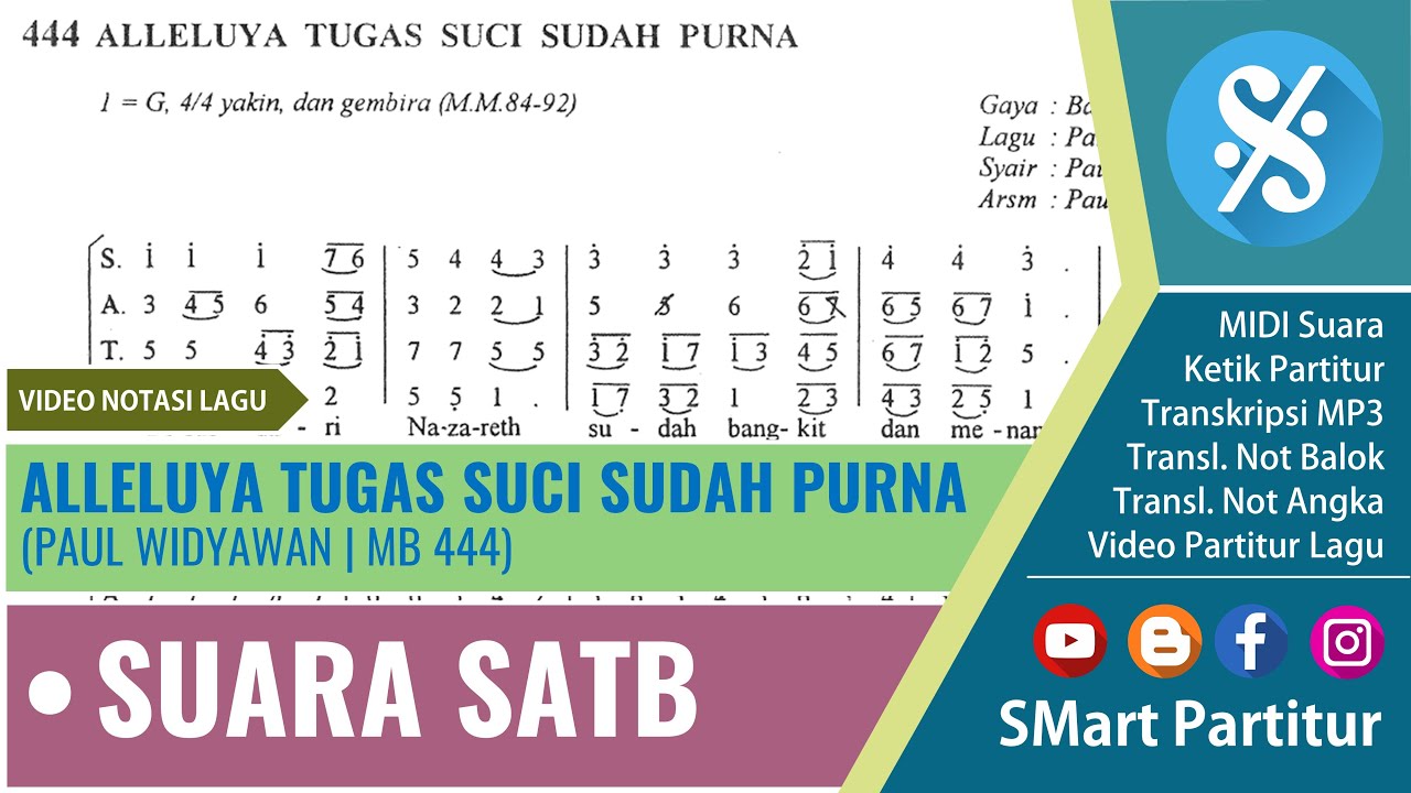Alleluya Tugas Suci Sudah Purna Suara SATB | UNTUK LATIHAN