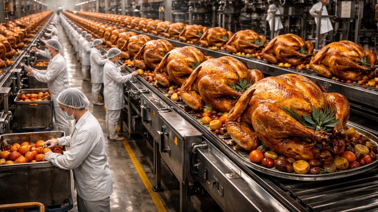 Inside the Roast Turkey Factory: How Millions of Roast Turkey Are Made in a Factory (Full Process)