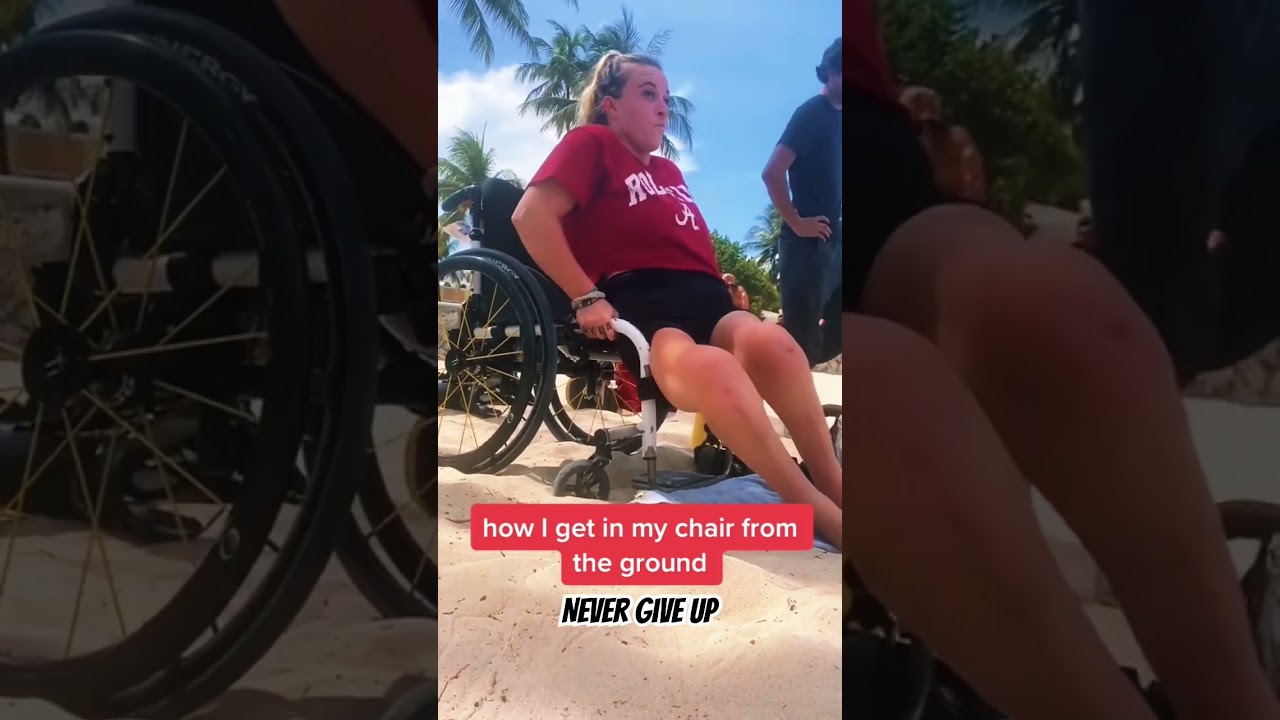 ATTRACTIVE Paralyzed Girl Climbs From The Ground To Her Chair ￼￼