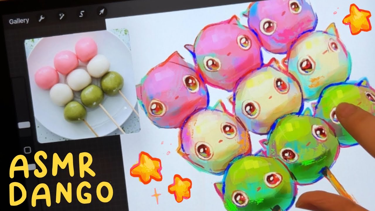 ⭐️ASMR DRAW WITH ME on procreate!🍡 Day 1 Dango
