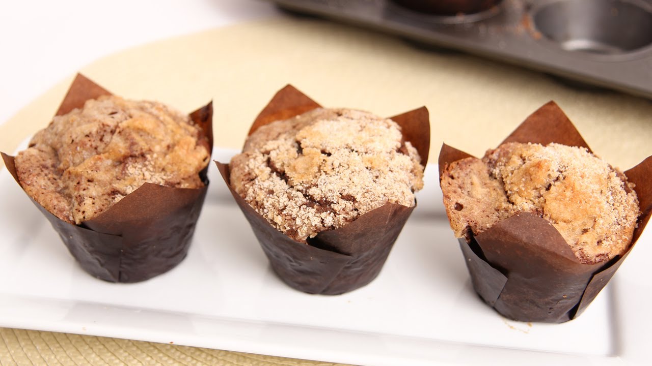 Chocolate Crumb Cake Muffins Recipe - Laura Vitale - Laura in the Kitchen Episode 739