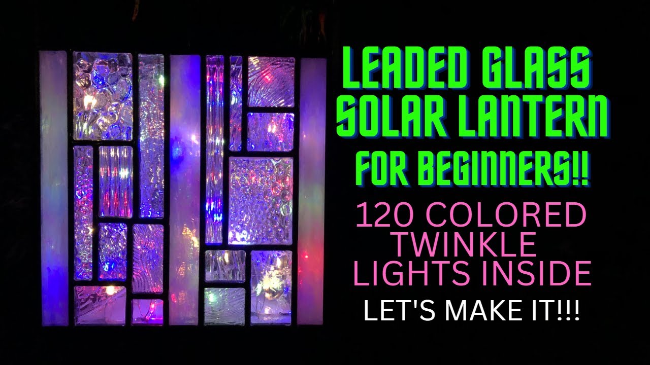 Leaded Glass Solar Lantern with 120 colored Twinkle Lights