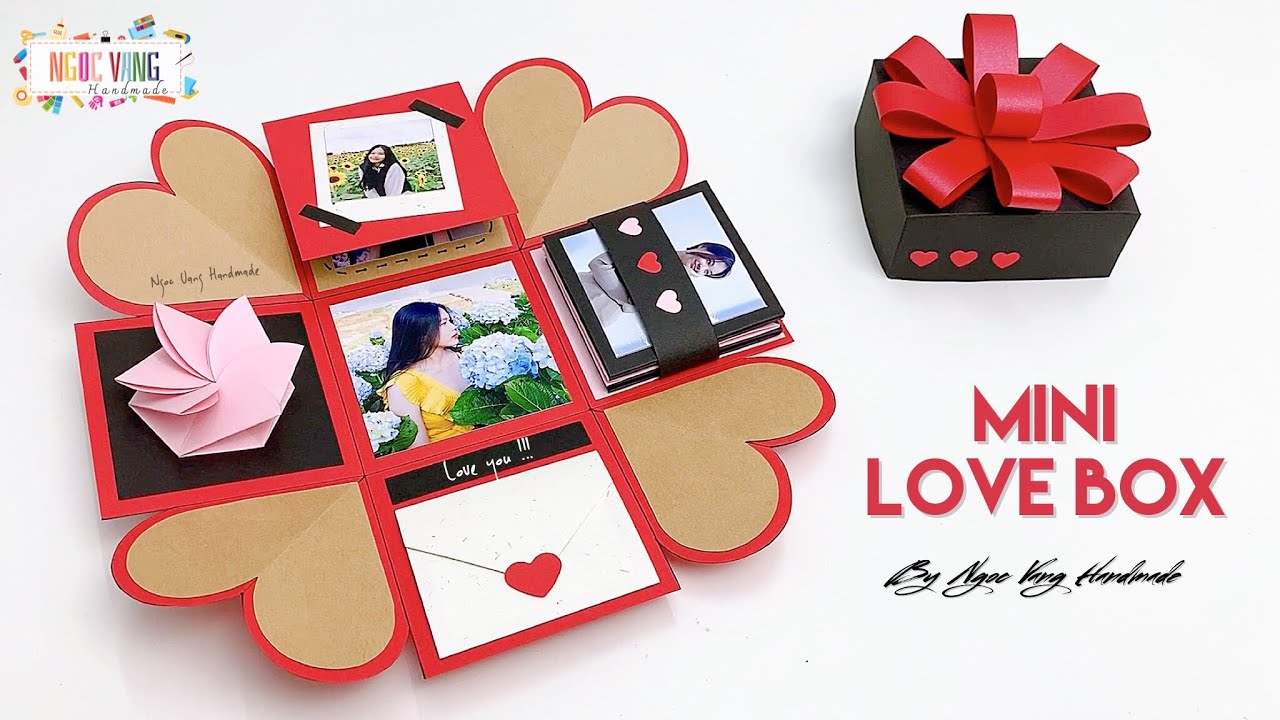 Mini Love Box (A4 paper)- Hướng dẫn chi tiết làm Mini Love Box (Hộp quà tình yêu) NGOC VANG Handmade