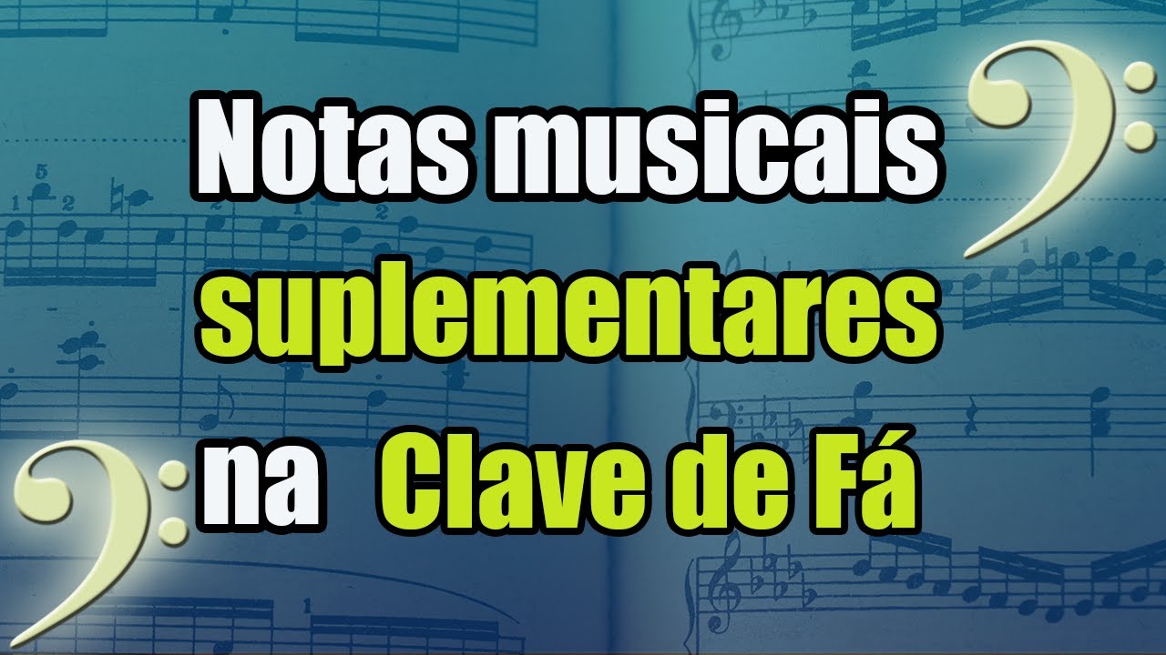Notas nas linhas suplementares na clave de fá