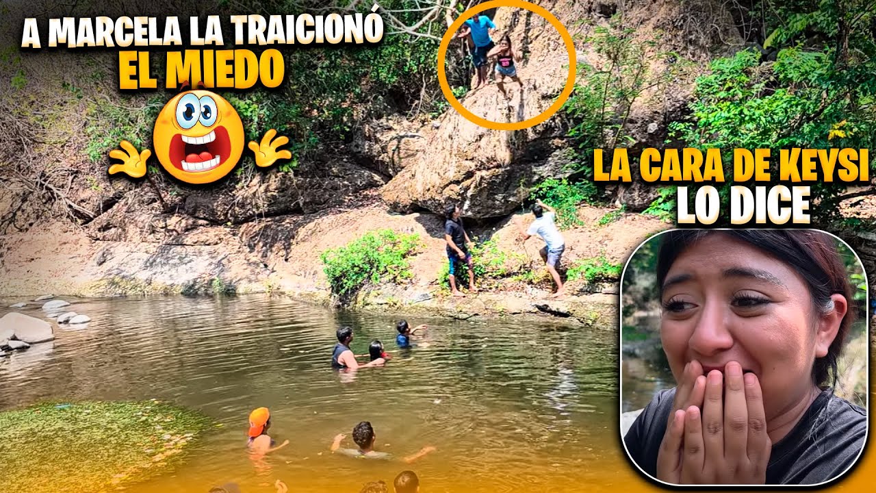 Quedamos paralizados al ver como Marcela iba a caer en una piedra y no en el agua